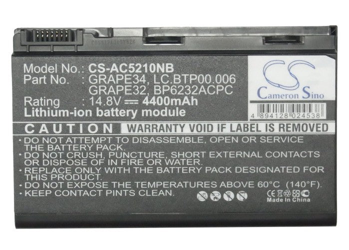 Replacement Battery for Acer Extensa 5120 – Notebook, Laptop – 4400mAh / 14.8V
