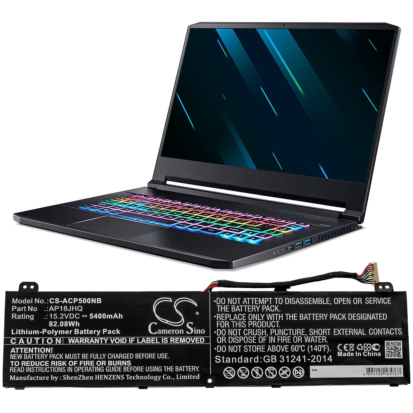 Replacement Battery for Acer ConceptD 7 CN715-71 – Notebook, Laptop – 5400mAh / 82.08Wh / 15.2V