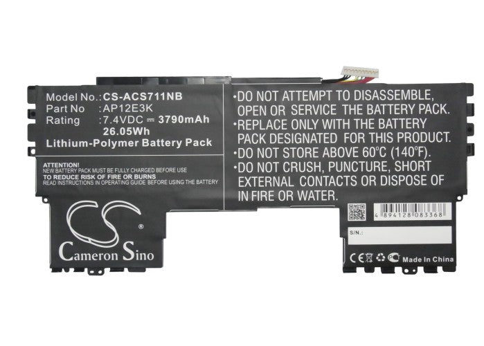 Replacement Battery for Acer Aspire Aspire S7 11" – Notebook, Laptop – 3790mAh / 28.05Wh / 7.4V