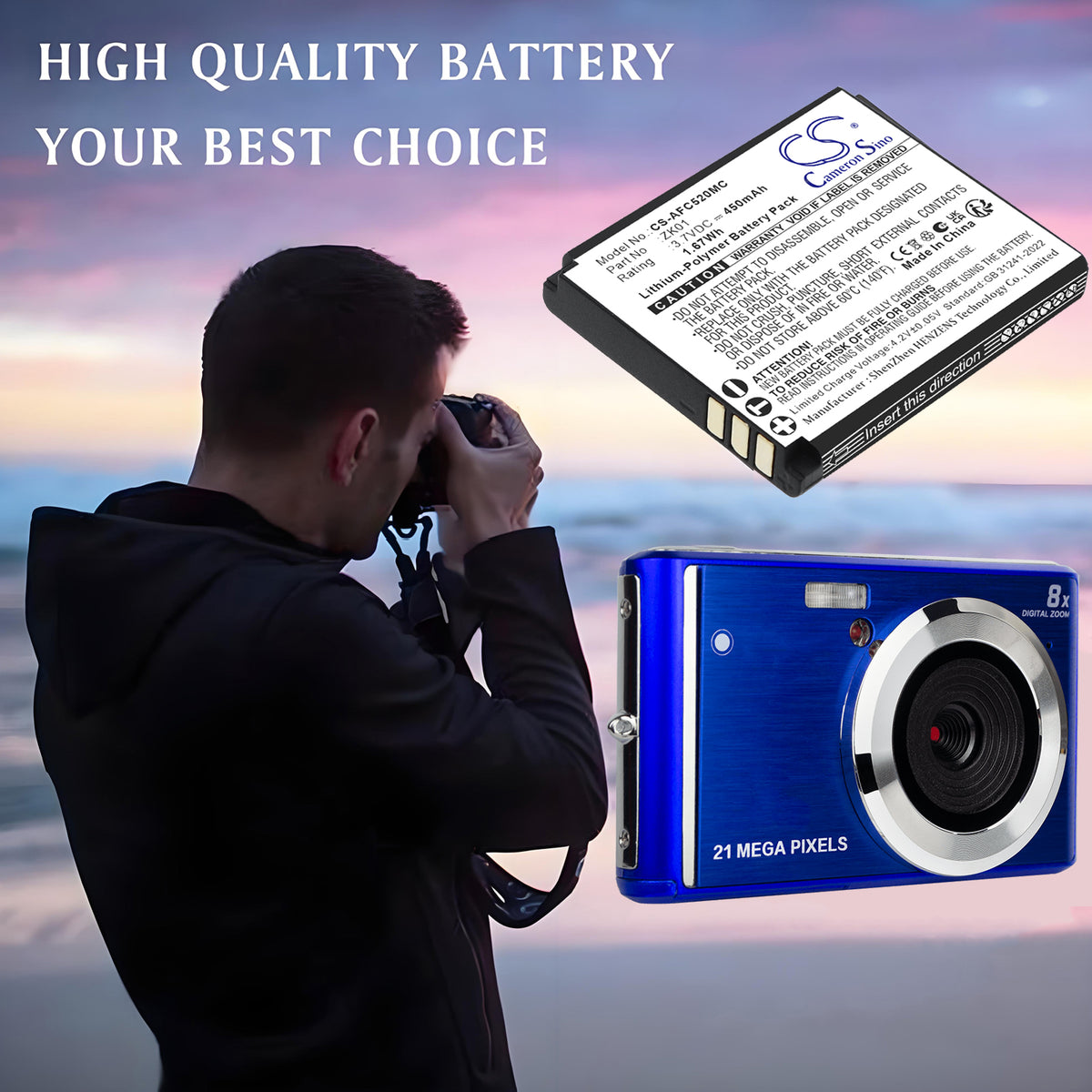Replacement Battery for AgfaPhoto Realishot DC5200 – Camera – 450mAh / 3.7V