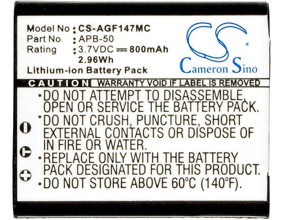 Replacement Battery for Agfa Optima 147 – Camera – 800mAh/2.96Wh / 3.7V