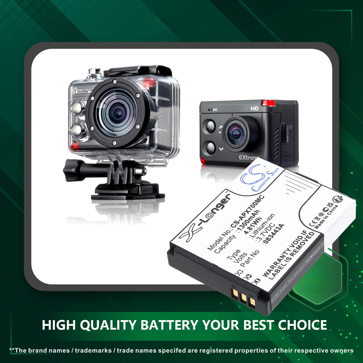 Replacement Battery for Actionpro X7 – Camera – 1300mAh / 3.7V