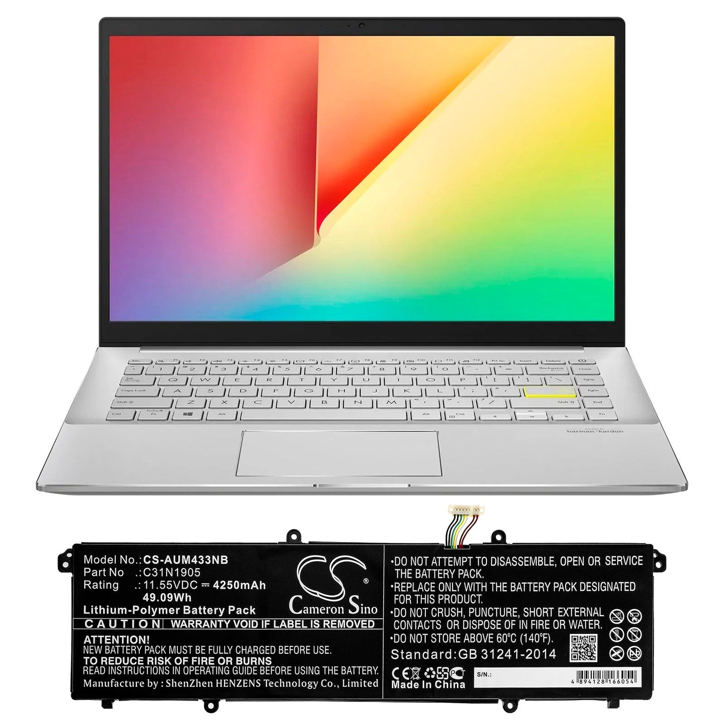 Replacement Battery for Asus VivoBook 14 S433FL-EB072T – Notebook, Laptop – 4250mAh / 49.09Wh / 11.55V