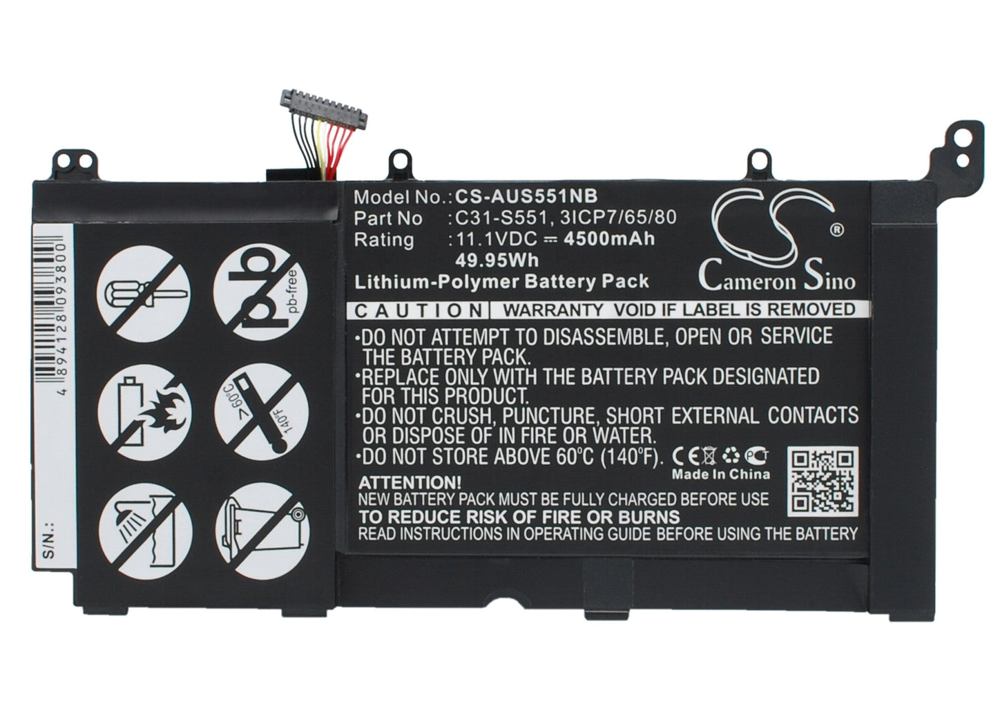 Replacement Battery for Asus VivoBook S551L – Notebook, Laptop – 4500mAh / 11.1V - image 1