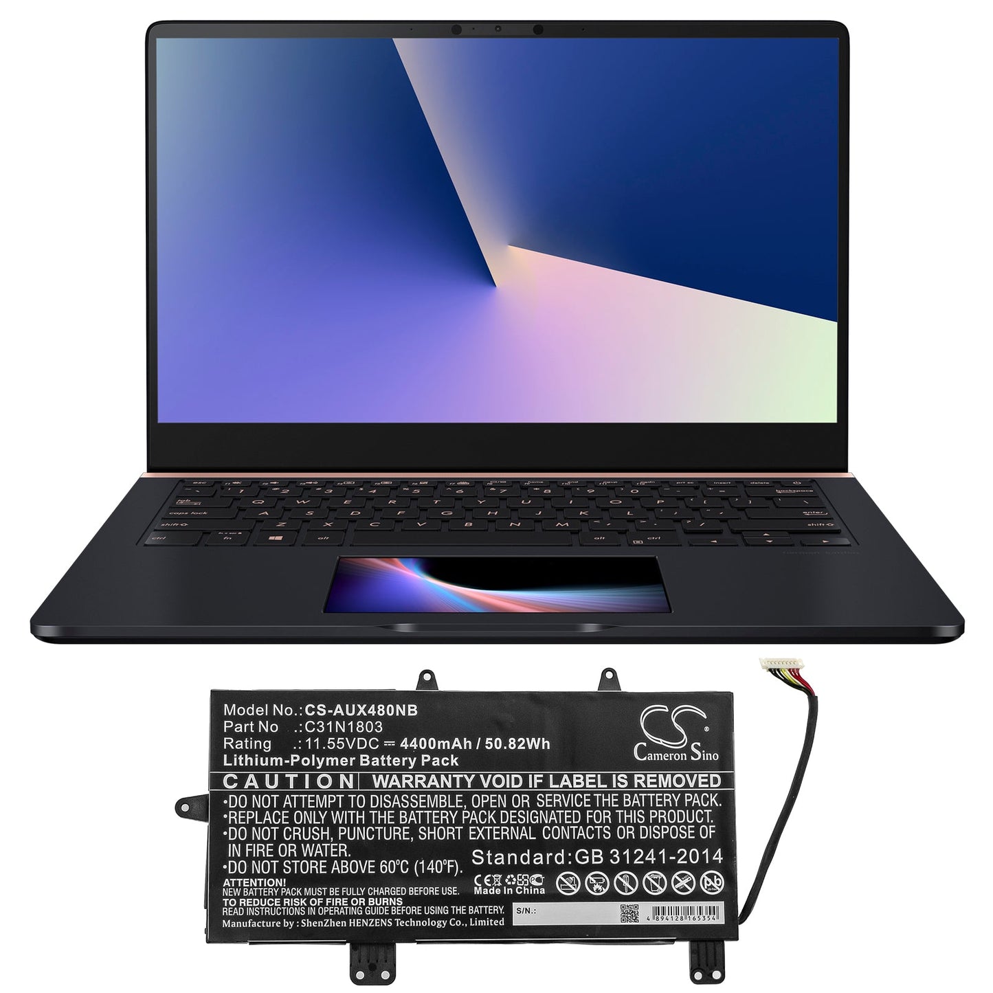 Replacement Battery for Asus UX480FD UX450FD – Notebook, Laptop – 4400mAh / 50.82Wh / 11.55V