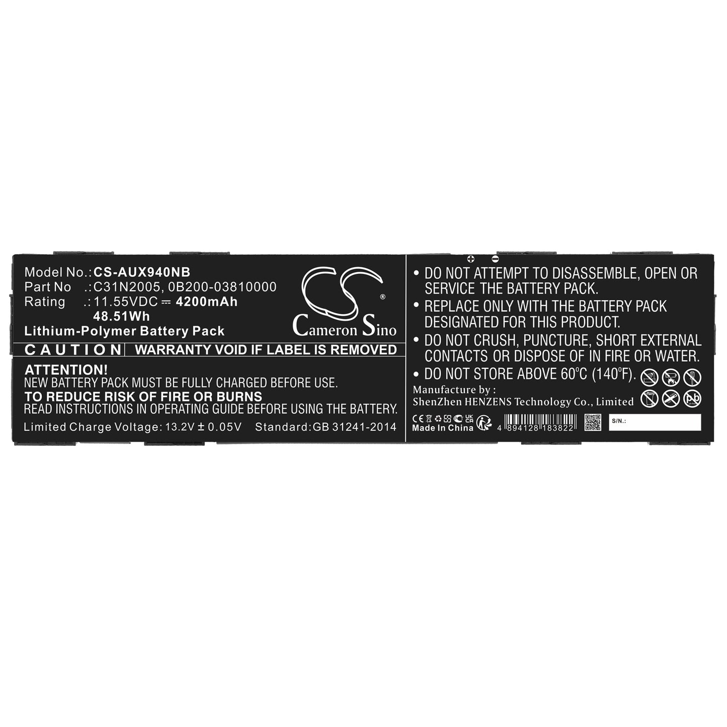 Replacement Battery for Asus ChromeBook CX9 – Notebook, Laptop – 4200mAh / 11.55V - image 3