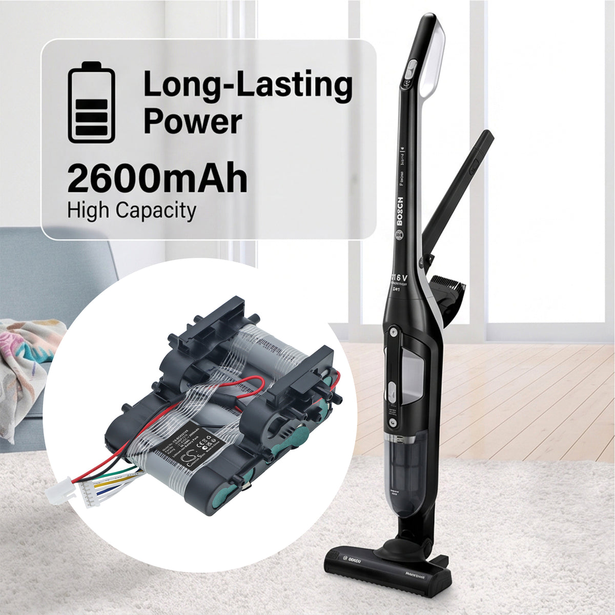 Replacement Battery for Bosch 323204 23/01 – Vacuum – 2600mAh / 21.6V