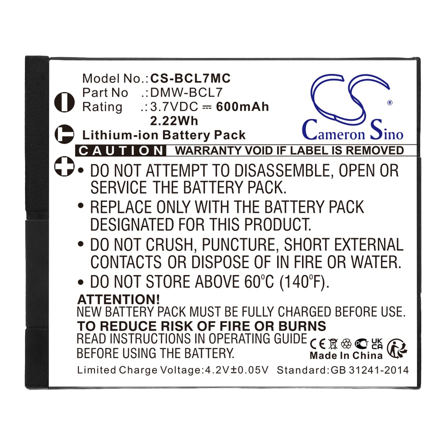 Replacement Battery for Panasonic Lumix DMC-F5 – Camera – 600mAh / 3.7V - image 3