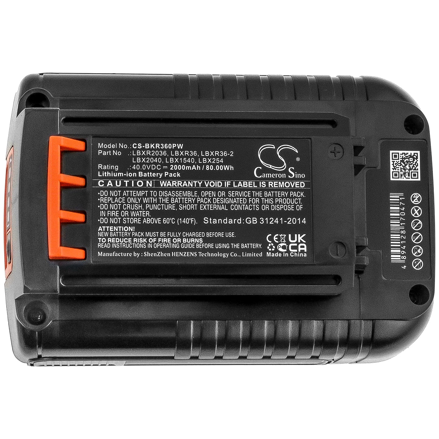 Replacement Battery for Black & Decker 40V MAX 12 in Cordless Chainsa – Power Tools – 2000mAh / 80.00Wh / 40.0V