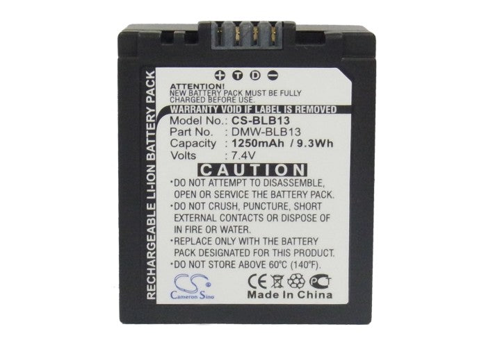 Replacement Battery for Panasonic Lumix DMC-G1 – Camera – 1250mAh/9.25Wh / 7.4V