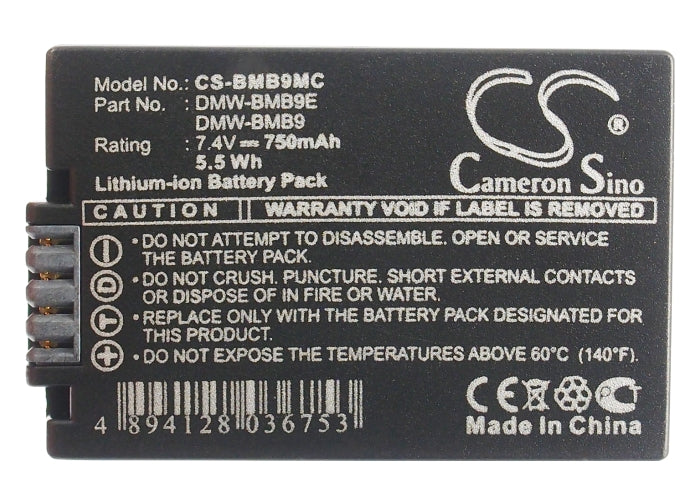 Replacement Battery for Panasonic 
Lumix DMC-FZ100GK – Camera – 750mAh / 5.55Wh / 7.4V