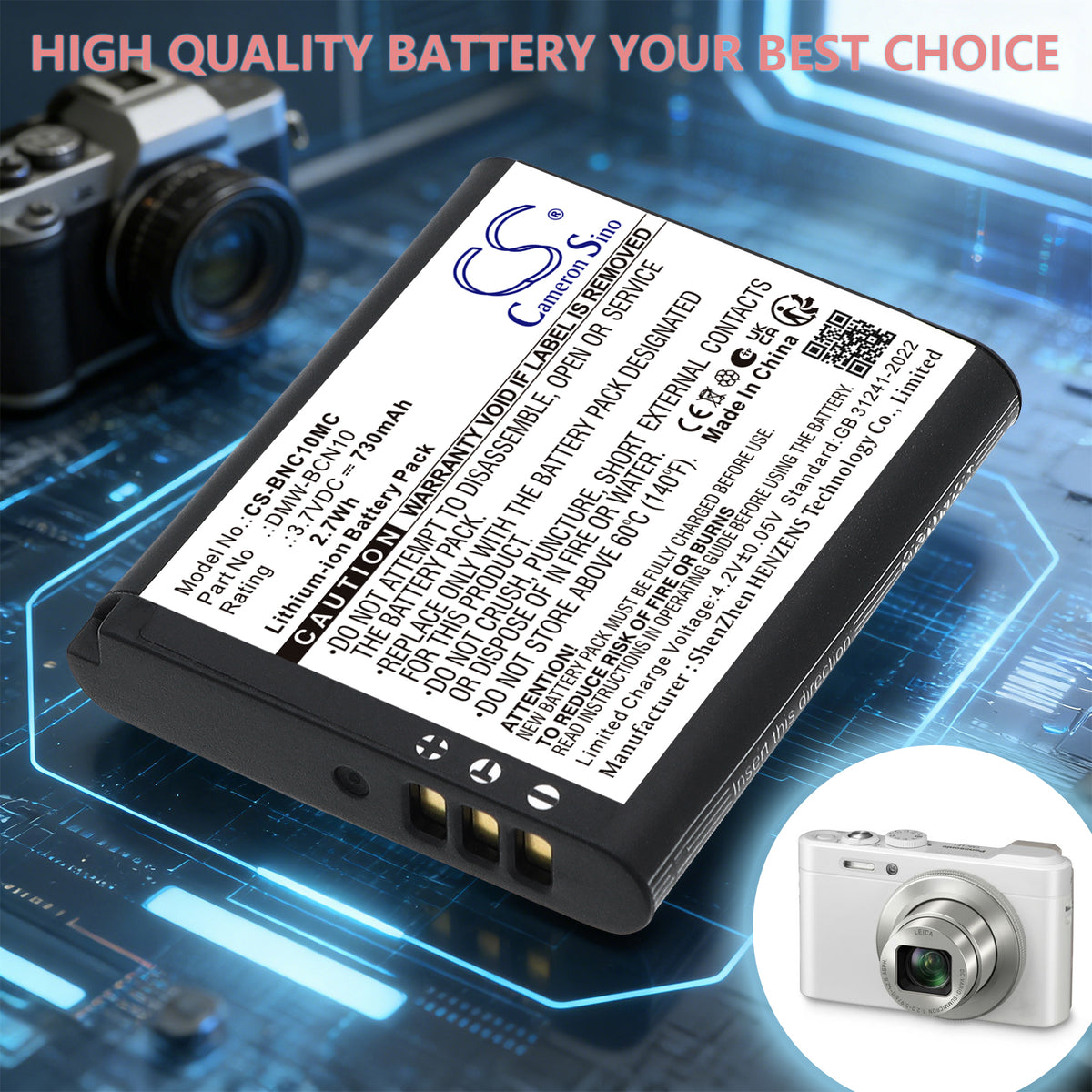 Replacement Battery for Leica | Panasonic C – Camera – 730mAh / 3.7V