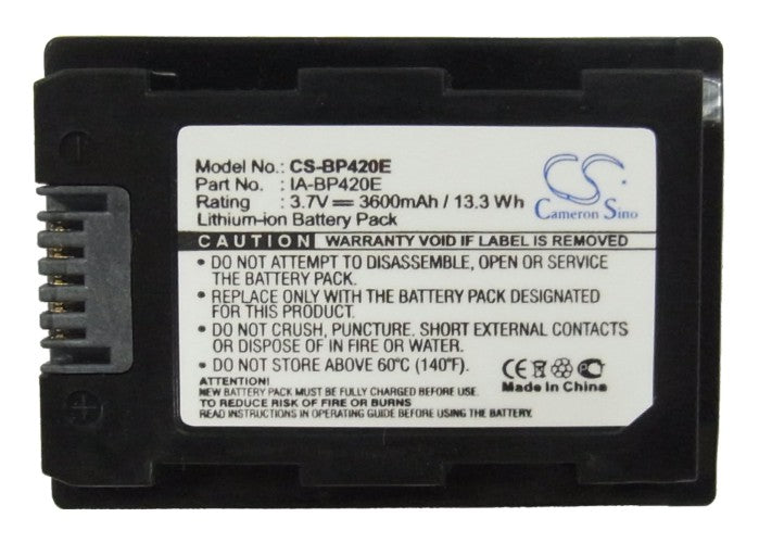 Replacement Battery for Samsung HMX-H200 – Camera – 3600mAh / 13.32Wh / 3.7V