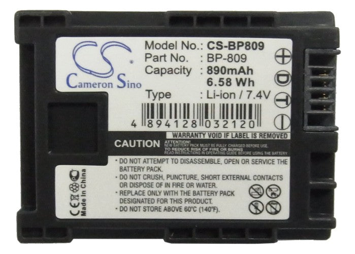 Replacement Battery for Canon FS10 Flash Memory Camcorder – Camera – 890mAh / 7.4V