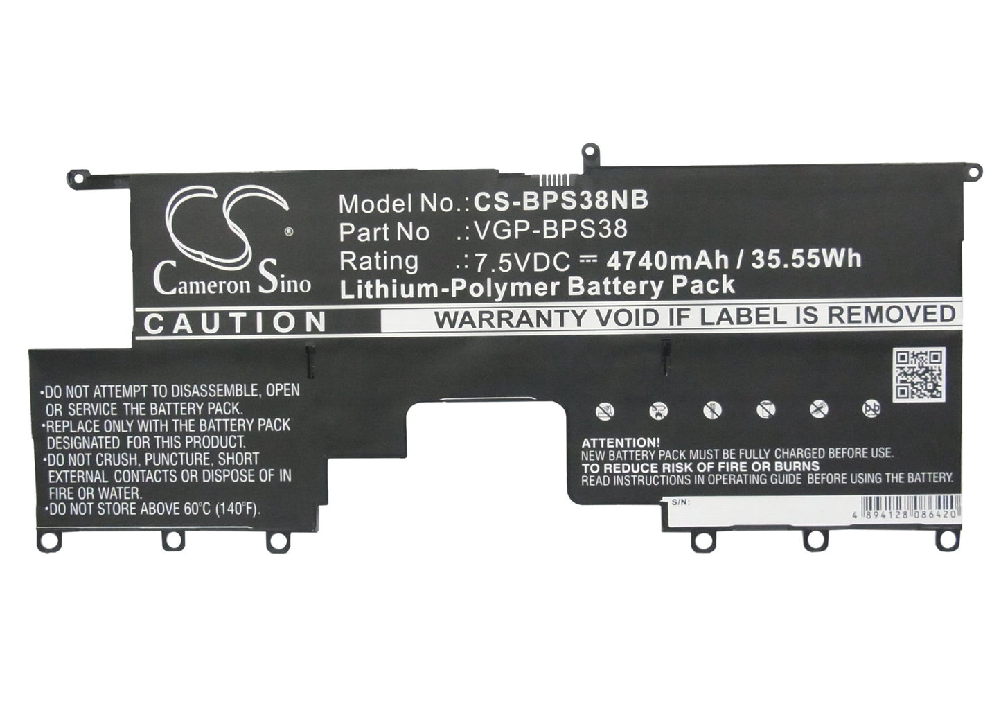 Replacement Battery for Sony P11226SCBI – Notebook, Laptop – 4740mAh / 35.55Wh / 7.5V
