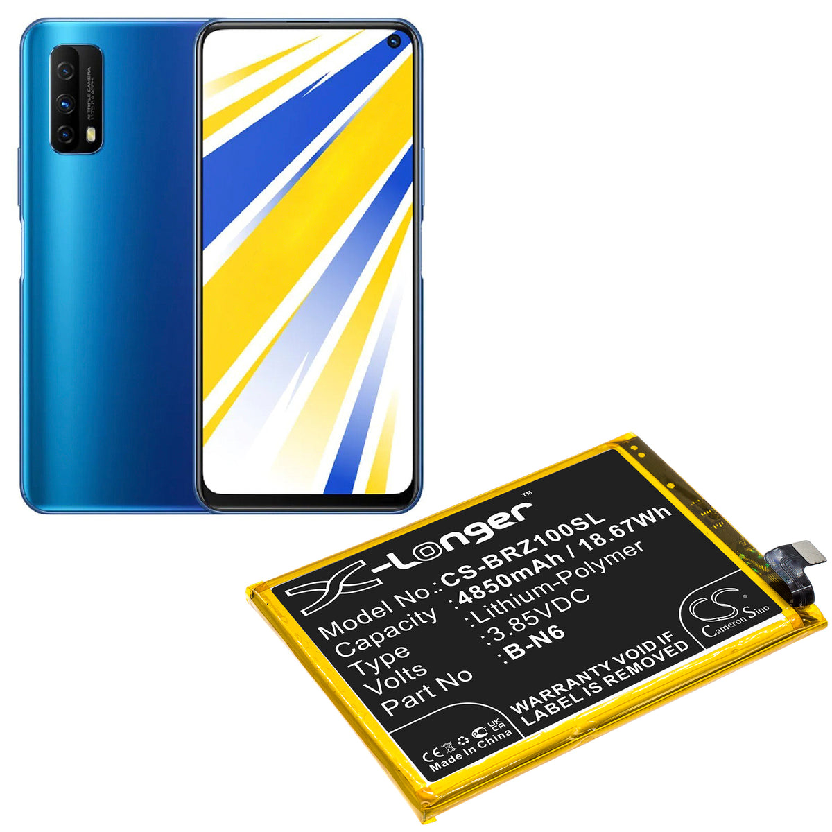 Replacement Battery for Vivo IQOO Z1x 5G – Mobile, SmartPhone – 4850mAh / 3.85V