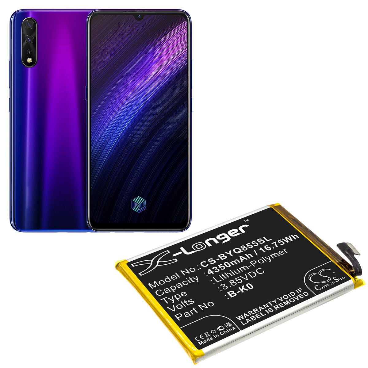Replacement Battery for Vivo iQOO Neo 855 – Mobile, SmartPhone – 4350mAh / 3.85V