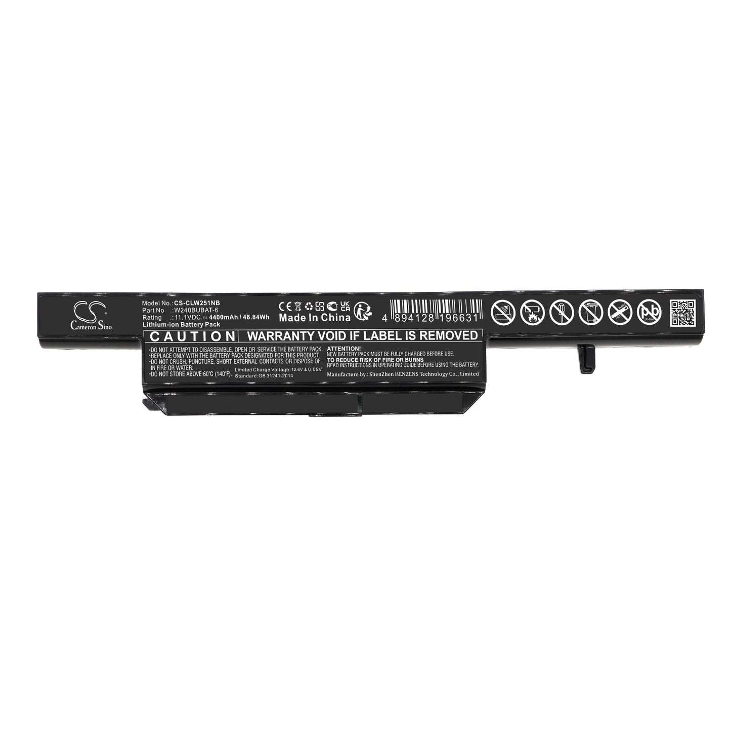 Replacement Battery for Clevo NB320 – Notebook, Laptop – 4400mAh / 48.84Wh / 11.1V