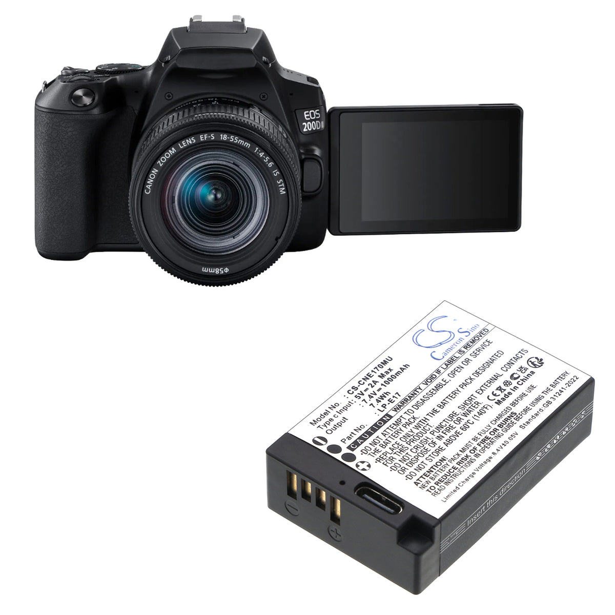 Replacement Battery for Saramonic | Canon VmicLink5 RX+ – Camera – 1000mAh / 7.4V