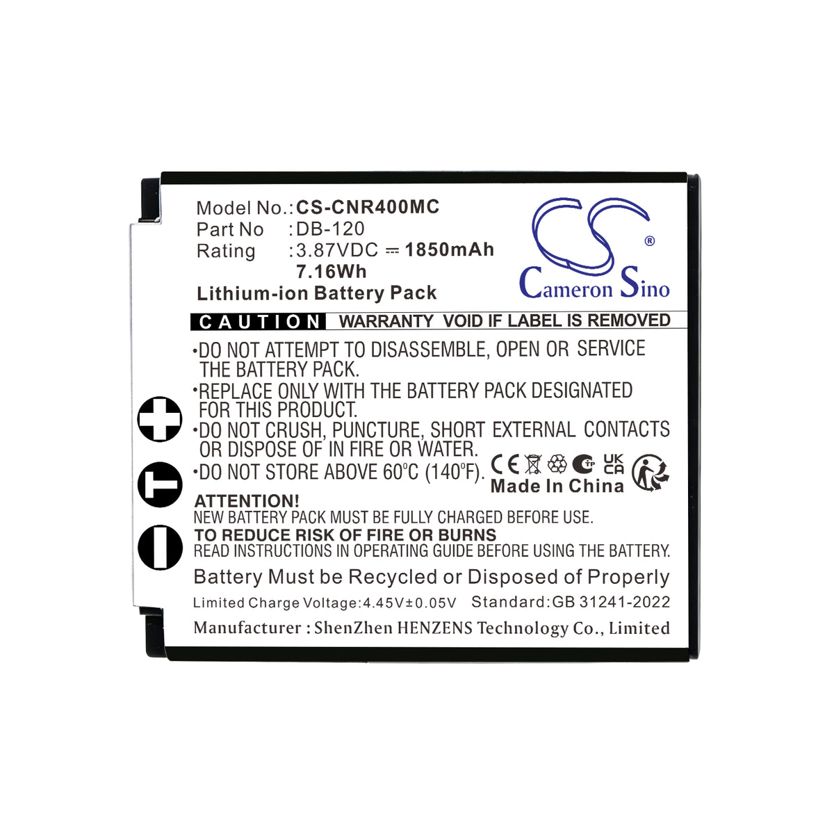 Replacement Battery for Ricoh GR IV – Camera – 1850mAh / 3.87V