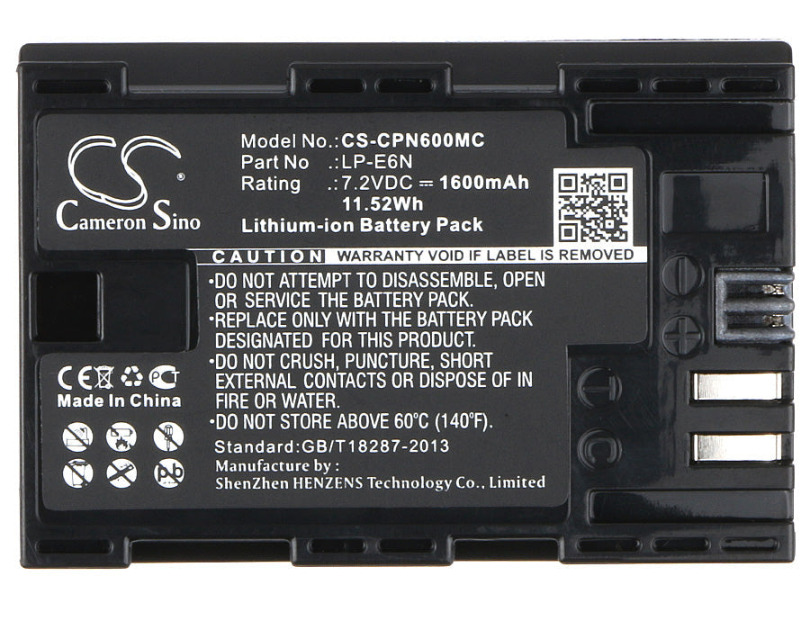 Replacement Battery for Canon EOS 5D Mark II – Camera – 1600mAh / 11.52Wh / 7.2V