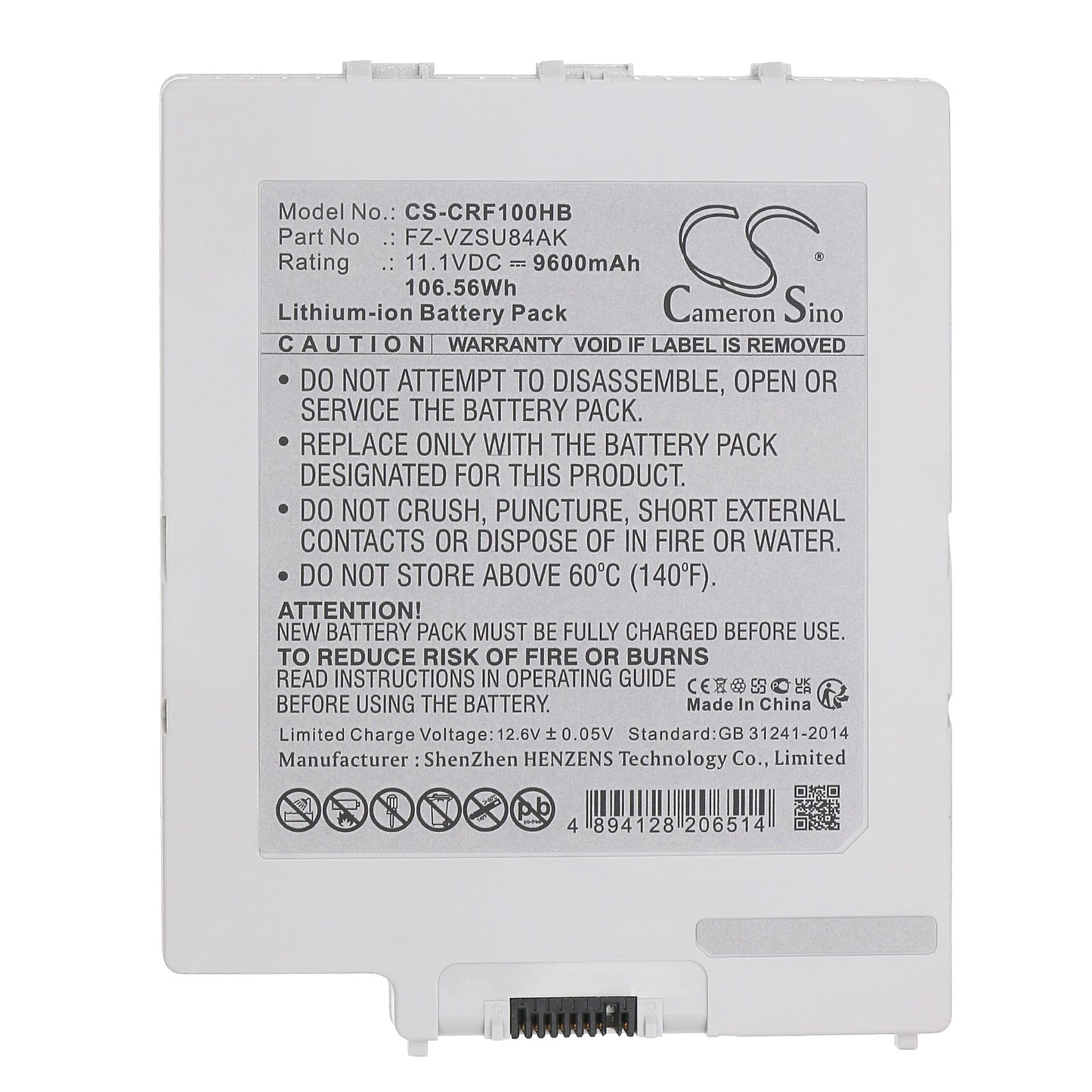 Replacement Battery for Panasonic FZ-G1A – Notebook, Laptop – 9600mAh / 106.56Wh / 11.1V