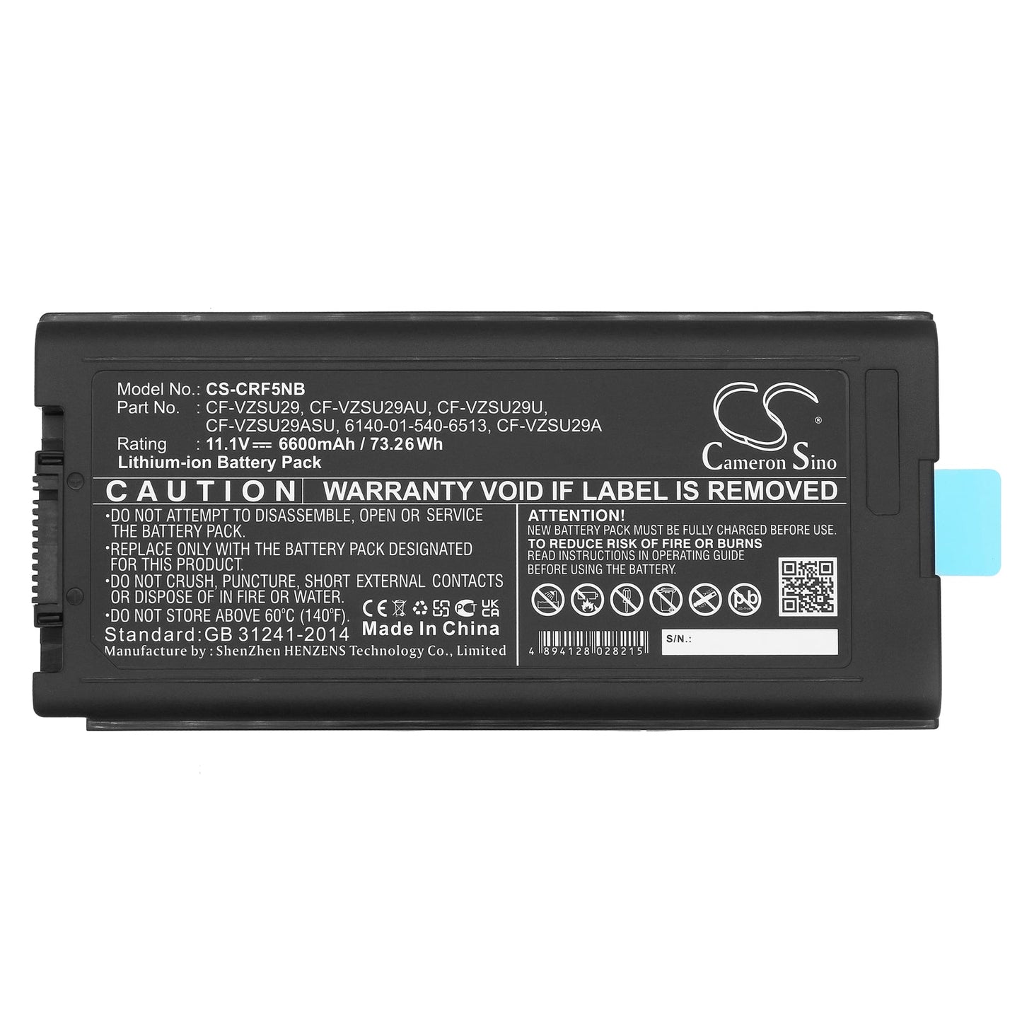 Replacement Battery for Panasonic ToughBook CF29 – Notebook, Laptop – 6600mAh / 11.1V