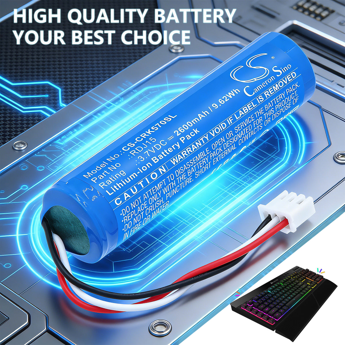 Replacement Battery for Corsair K57 RGB Wireless Gaming Keyboard – Keyboard,Mouse – 2600mAh / 3.7V