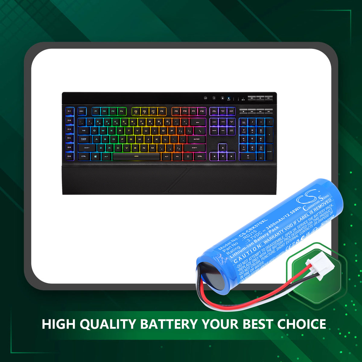Replacement Battery for Corsair K57 RGB Wireless Gaming Keyboard – Keyboard,Mouse – 3400mAh / 3.7V