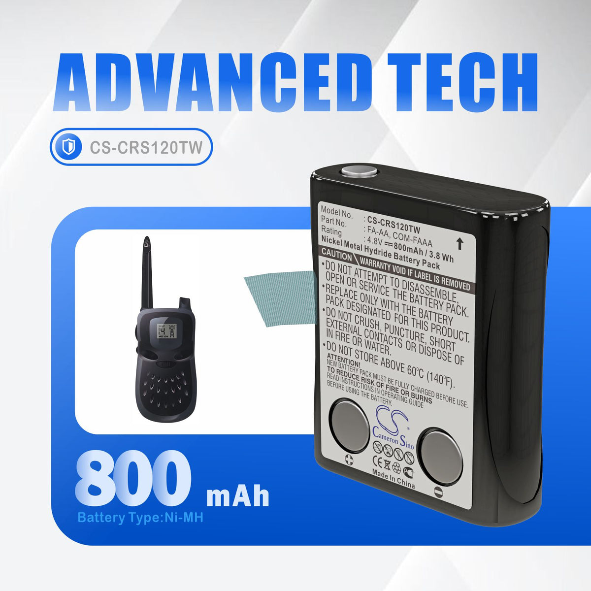 Replacement Battery for Cobra FRS120 – Two-Way Radio – 800mAh / 4.8V