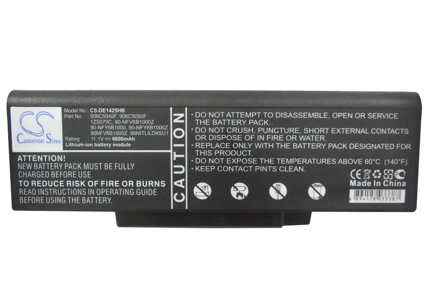 Replacement Battery for DELL Inspiron 1425 – Notebook, Laptop – 6600mAh / 11.1V
