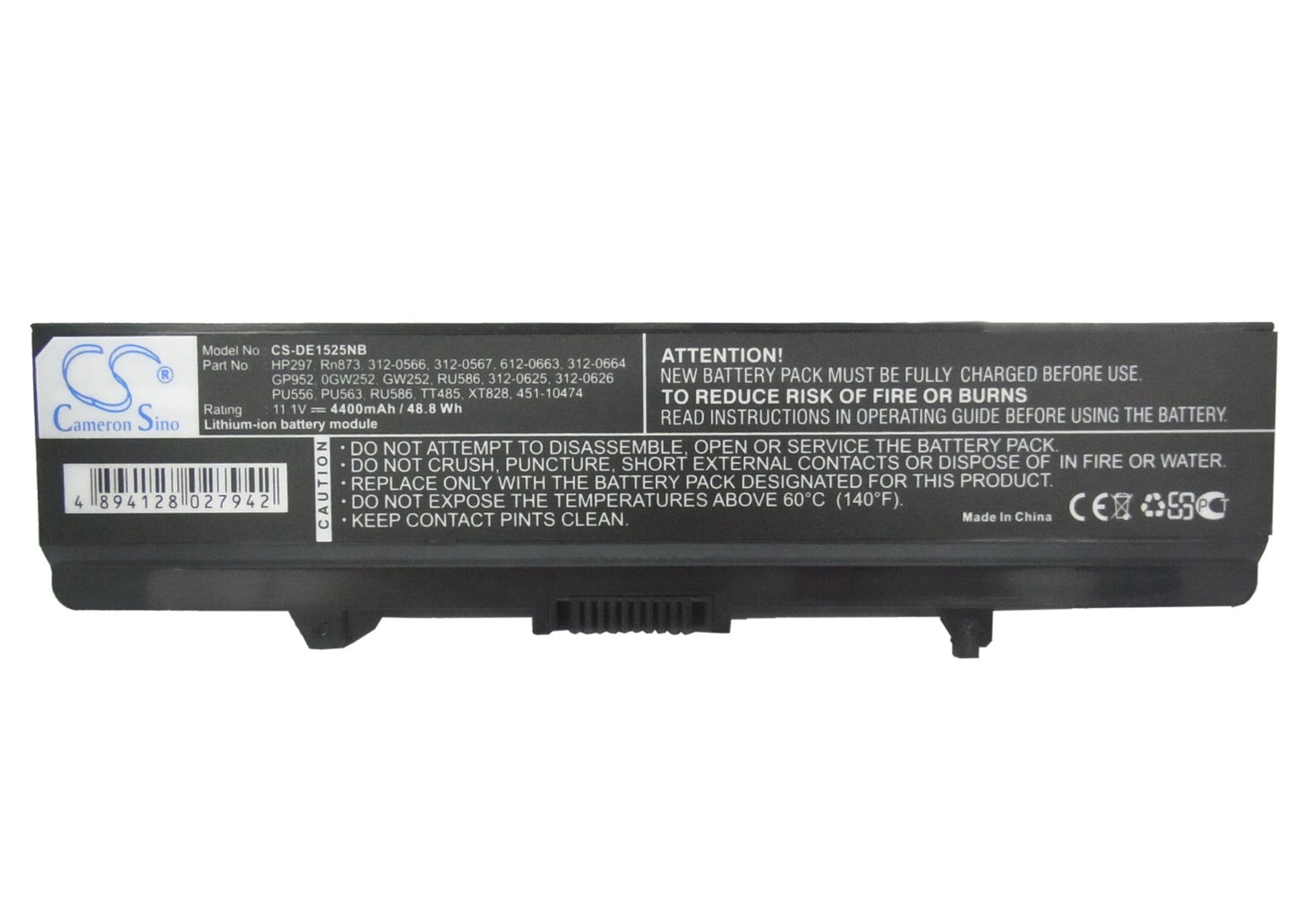 Replacement Battery for DELL Inspiron 1525 – Notebook, Laptop – 4400mAh / 11.1V