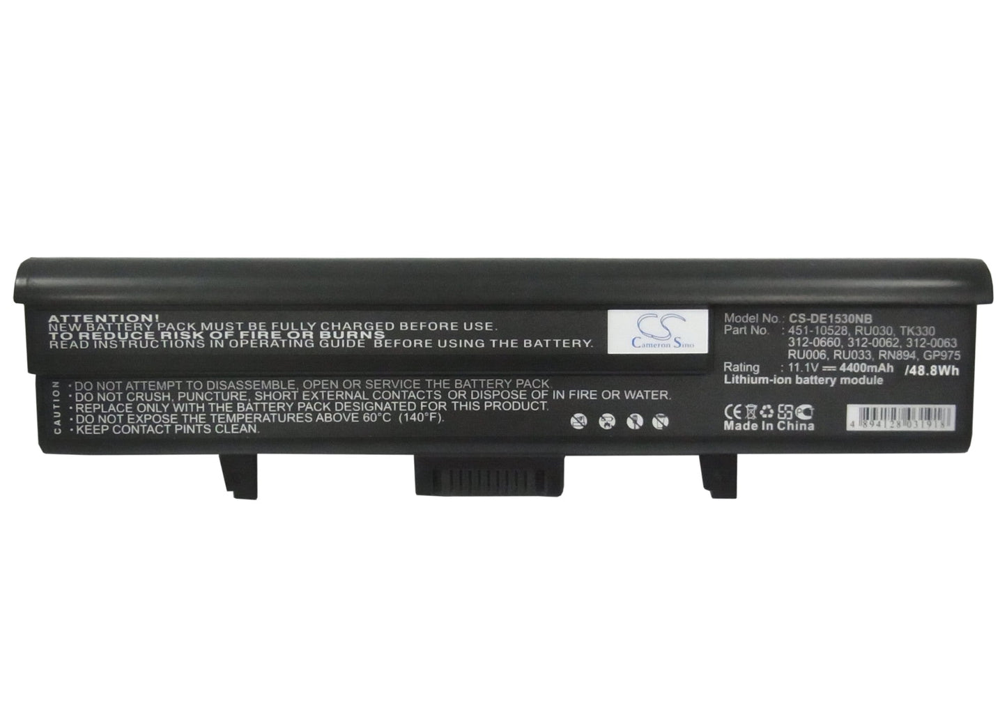 Replacement Battery for DELL XPS M1500 – Notebook, Laptop – 4400mAh/48.84Wh / 11.1V