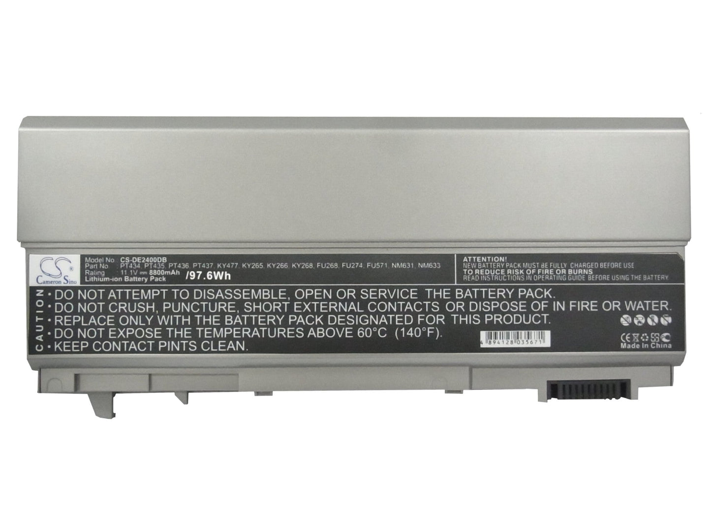 Replacement Battery for DELL Latitude 6400 ATG – Notebook, Laptop – 8800mAh / 11.1V