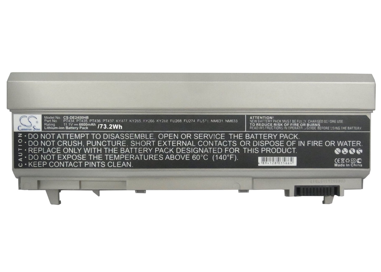 Replacement Battery for DELL Latitude 6400 ATG – Notebook, Laptop – 6600mAh / 11.1V