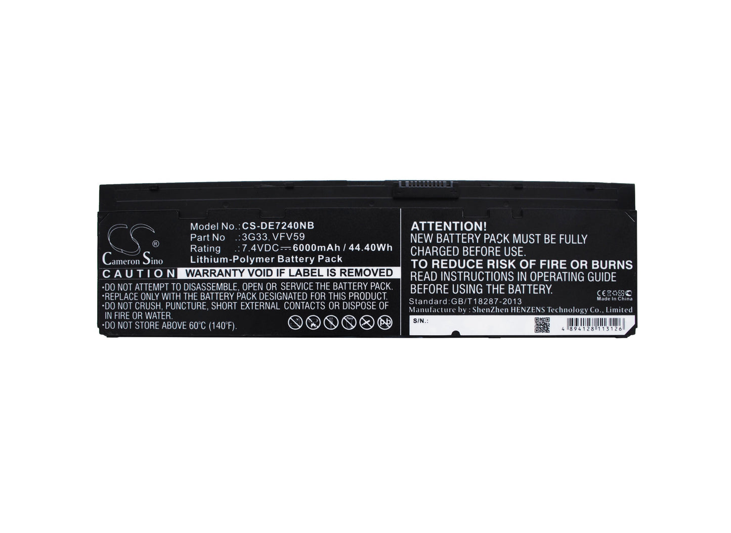Replacement Battery for DELL Latitude 12 7000 – Notebook, Laptop – 6000mAh / 44.40Wh / 7.4V