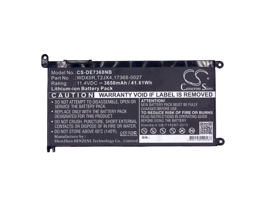 Replacement Battery for DELL 14(i5-7200U/4G/128G 500G) – Notebook, Laptop – 3650mAh / 41.61Wh / 11.4V
