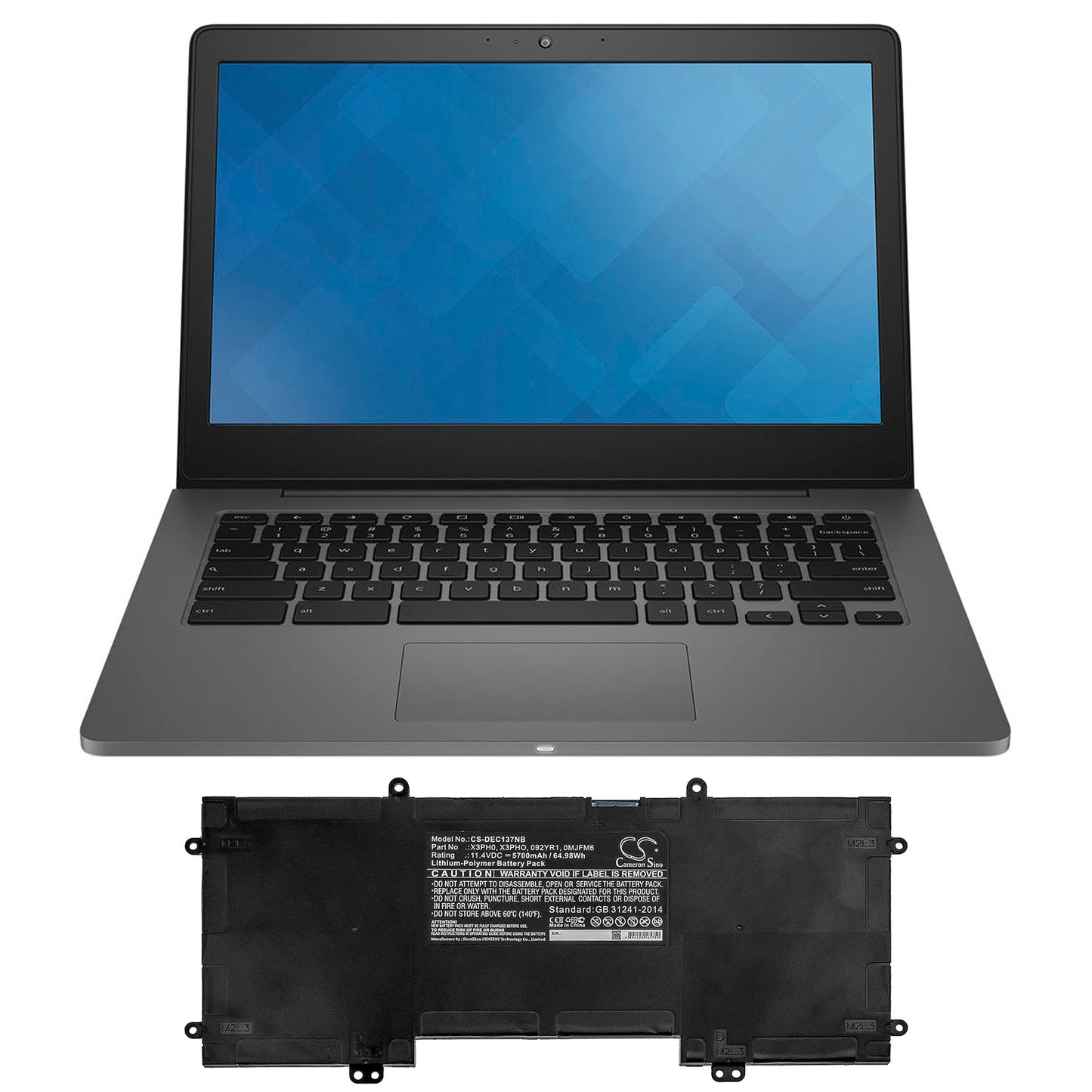 Replacement Battery for DELL Chromebook 13 7310 – Notebook, Laptop – 5700mAh / 64.98Wh / 11.4V