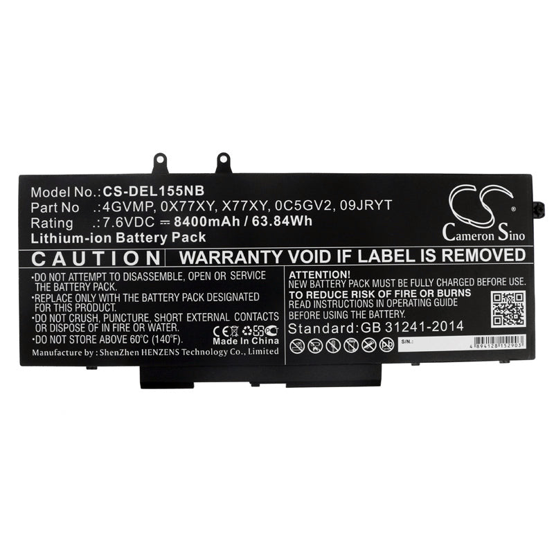Replacement Battery for DELL Latitude 14 5400 – Notebook, Laptop – 8400mAh / 63.84Wh / 7.6V