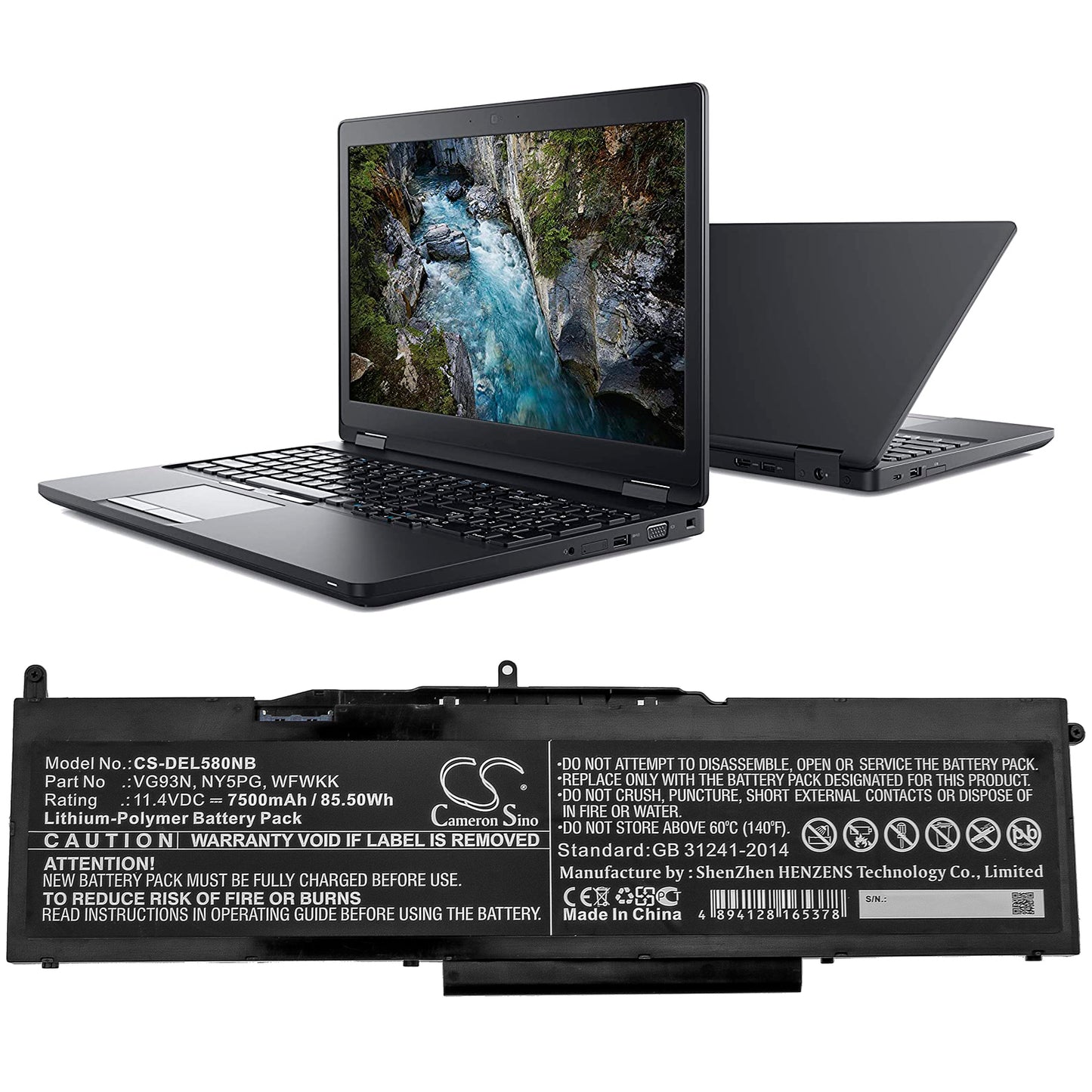 Replacement Battery for Dell Latitude 5580 – Notebook, Laptop – 7500mAh / 11.4V - image 4