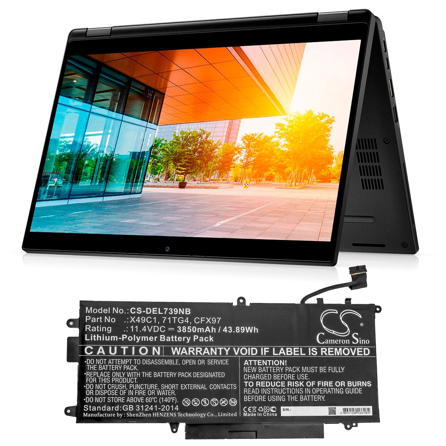 Replacement Battery for DELL Latitude 5289 2-in-1 – Notebook, Laptop – 3850mAh / 43.89Wh / 11.4V
