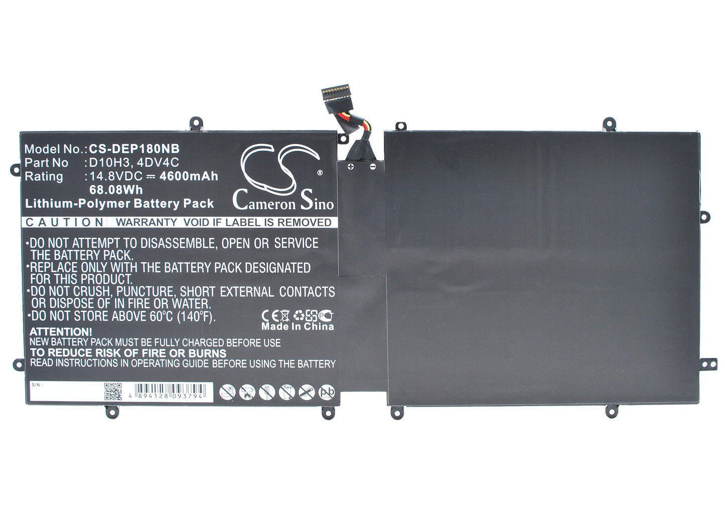 Replacement Battery for DELL Dell XPS 18 1810 – Notebook, Laptop – 4600mAh / 68.08Wh / 14.8V