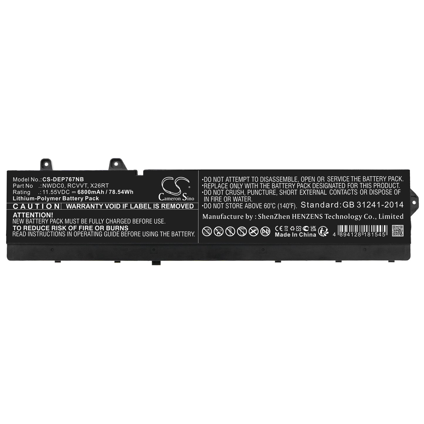 Replacement Battery for Dell Precision 7670 – Notebook, Laptop – 6800mAh / 11.55V - image 5