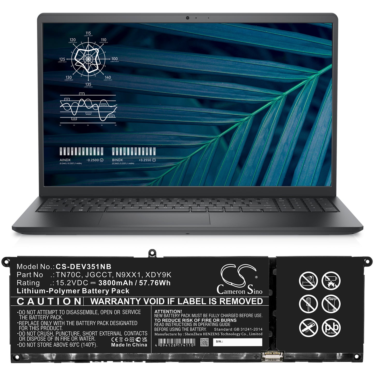 Replacement Battery for Dell Vostro 3510 – Notebook, Laptop – 3800mAh / 15.2V - image 4