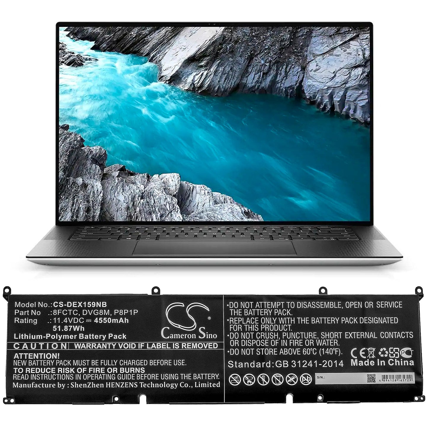 Replacement Battery for DELL XPS 15 9500 – Notebook, Laptop – 4550mAh / 51.87Wh / 11.4V