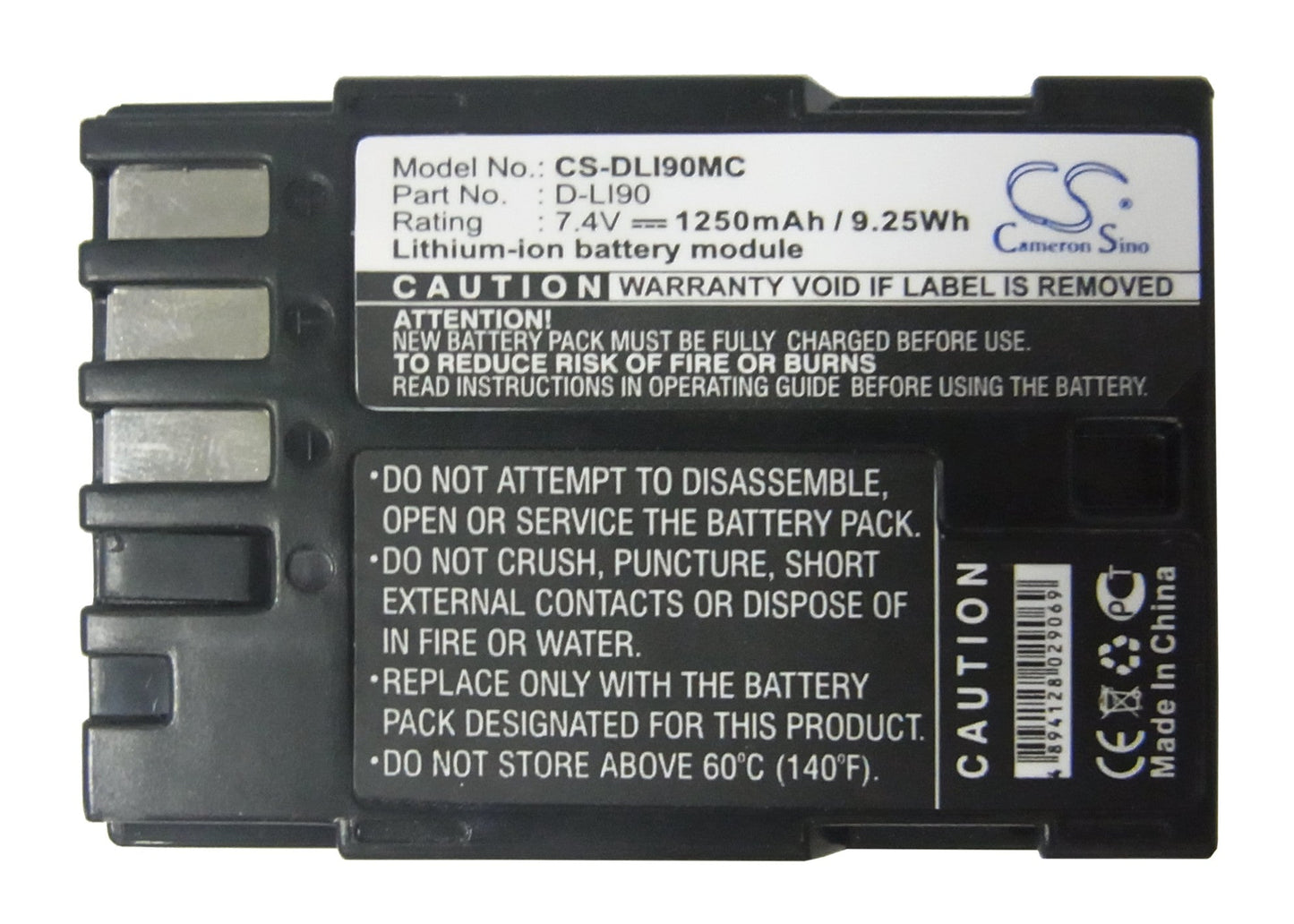Replacement Battery for PENTAX 645D – Camera – 1250mAh / 9.25Wh / 7.4V