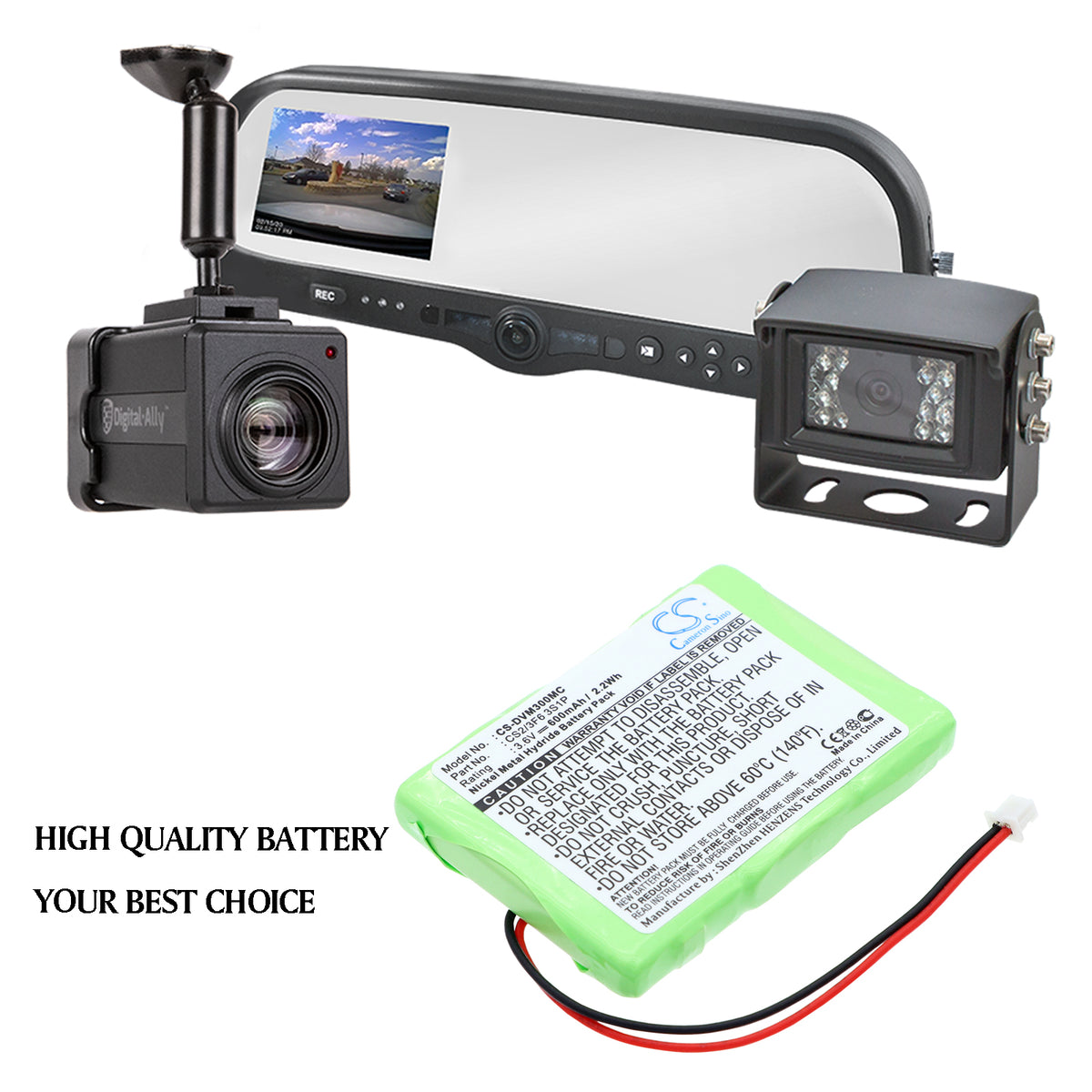 Replacement Battery for Digital Ally DVM-RMT – Camera – 600mAh / 3.6V