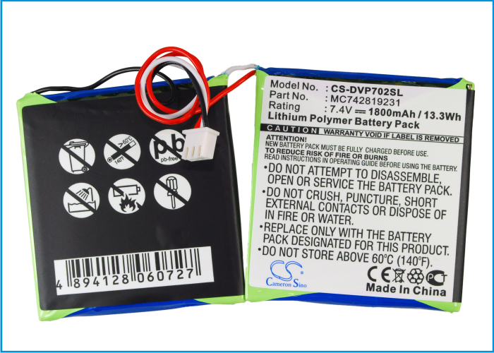 Replacement Battery for Dual DVD-P702 – DVD Player – 1800mAh / 7.4V