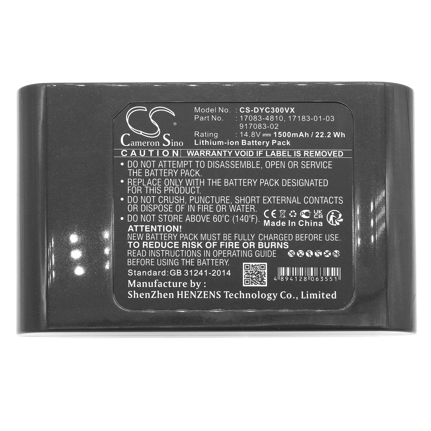 Replacement Battery for Dyson DC30 – Vacuum – 1500mAh / 22.20Wh / 14.8V