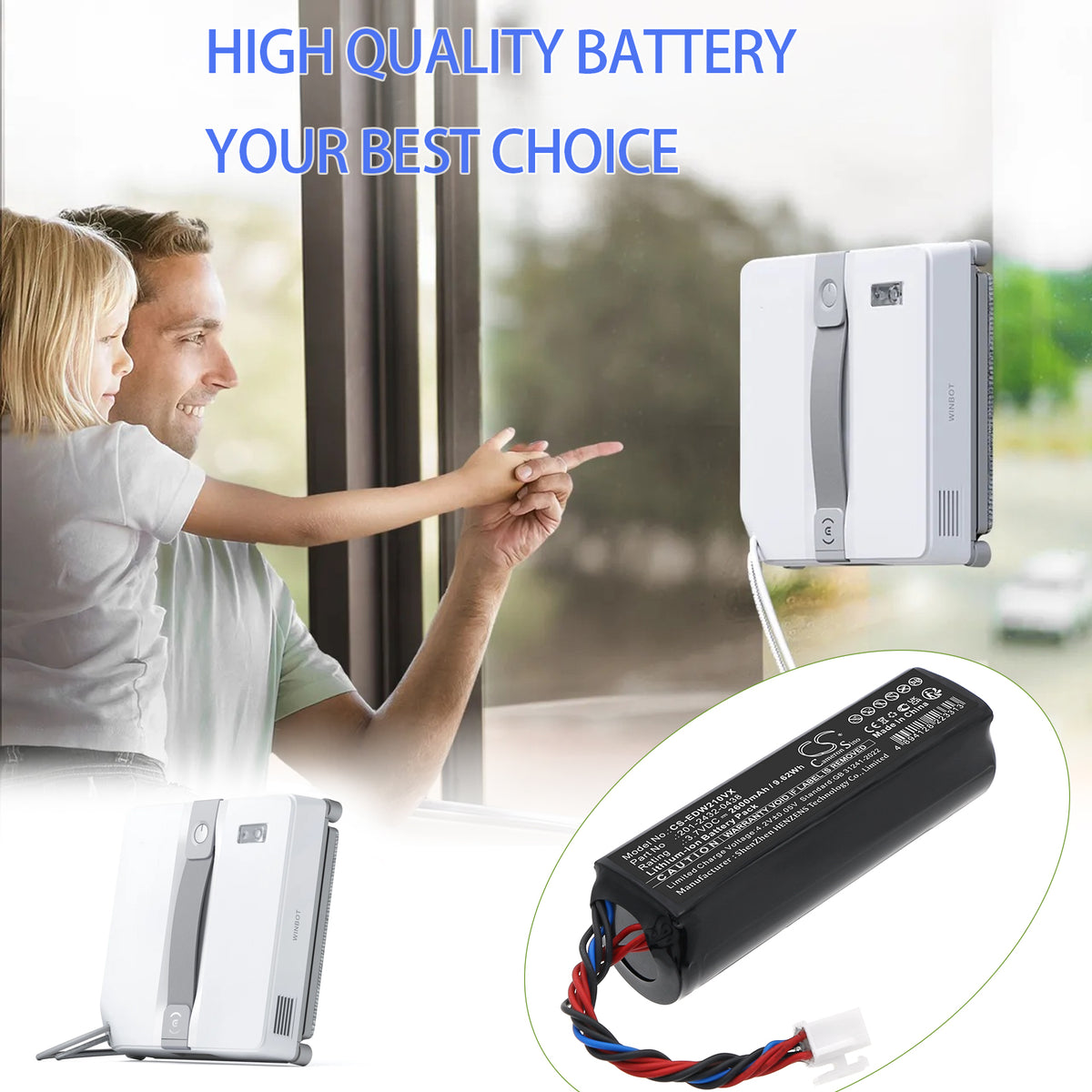 Replacement Battery for Ecovacs Winbot Mini – Vacuum – 2600mAh / 3.7V